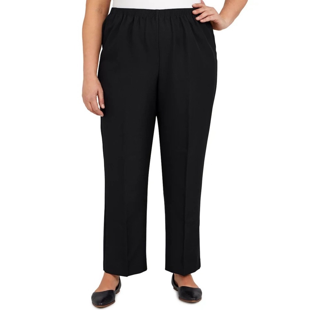 Alfred Dunner Dress Pants Women's Black Pull-on Plus Size 22W Elastic Waist